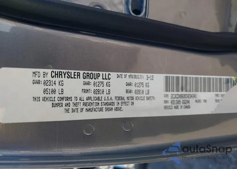 2012 Dodge Charger Se from USA, damaged, VIN 2C3CDXBG9CH234341